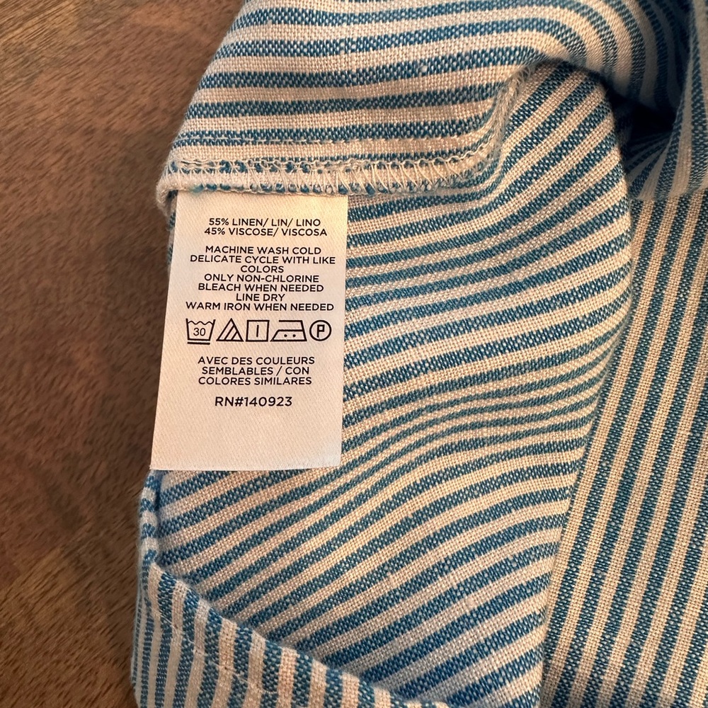 LOFT Linen Blend Blue Striped Two-Piece Set (XS Petite) - Picture 11 of 11